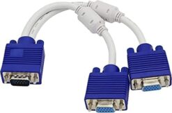 15 pin VGA Y cable 1 ft (1 male 2 female) dual displays