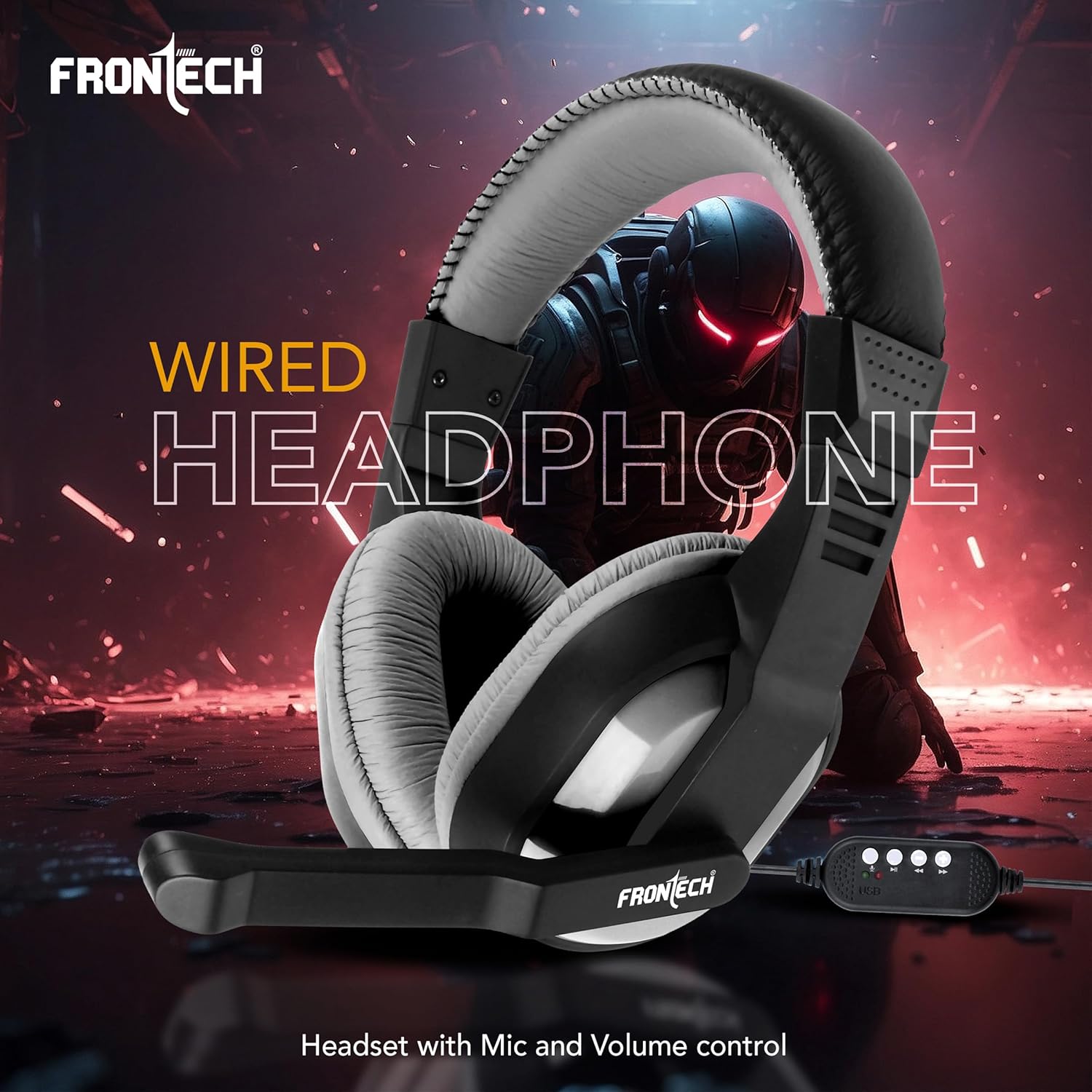 FRONTECH USB Wired Multimedia Headphone HF-3447 - Image 2